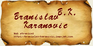 Branislav Karanović vizit kartica
